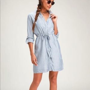 Lifestyle Blue & White Striped Long Sleeve Dress